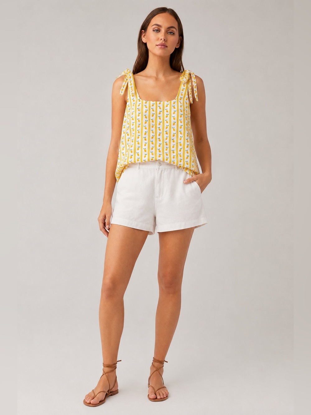 New! Show Me Your Mumu Lemon Print Tie Shoulder Tank Top 🍋 Small NWT!